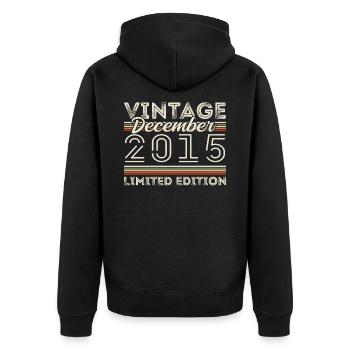 Vintage December 2015 - 10th Anniversary December - Unisex Premium Organic Zip Hoodie - black - Back - Nico (187cm)