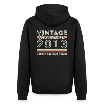 Vintage December 2013 - 12th Anniversary December - Unisex Premium Organic Zip Hoodie - black - Back - Nico (187cm)