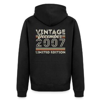 Vintage December 2007 - 18th Anniversary December - Unisex Premium Organic Zip Hoodie - black - Back - Nico (187cm)