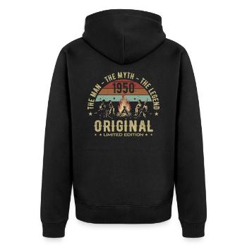 Legendary since 1950 | 75th Anniversary Men - Unisex Premium Organic Zip Hoodie - black - Back - Nico (187cm)