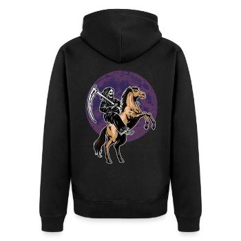 Halloween skeleton on horse - Unisex Premium Organic Zip Hoodie - black - Back - Nico (187cm)