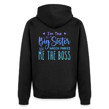i'm the big sister - Veste à capuche bio Premium Unisexe - noir - Dos - Nico (187cm)