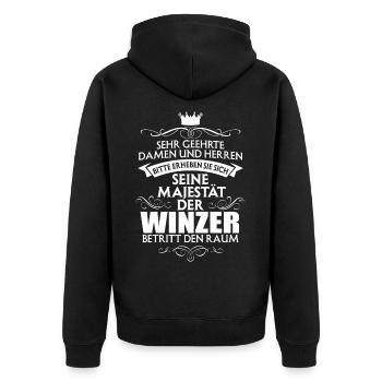 WINZER - Unisex Premium Bio Zip Hoodie - Schwarz - Hinten - Nico (187cm)