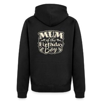 MUM OF THE BIRTHDAY BOY - BIRTHDAY PARTY - Unisex Premium Organic Zip Hoodie - black - Back - Nico (187cm)