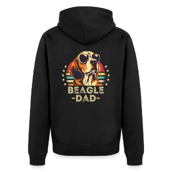 Beagle mit sonnenbrille retro - Unisex Premium Bio Zip Hoodie - Schwarz - Hinten - Nico (187cm)