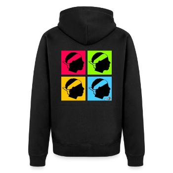 4 Mori Pop - Unisex Premium Organic Zip Hoodie - black - Back - Nico (187cm)