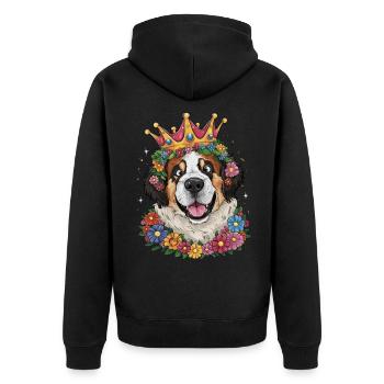 Cute and funny Saint Bernard cartoon dog - Unisex Premium Organic Zip Hoodie - black - Back - Nico (187cm)