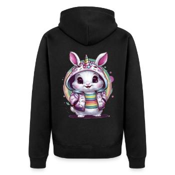 Lapin licorne kawaii - Veste à capuche bio Premium Unisexe - noir - Dos - Nico (187cm)