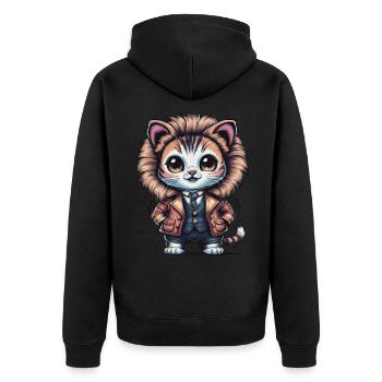 Dessin animé Chaton Kawaii en tenue de lion - Veste à capuche bio Premium Unisexe - noir - Dos - Nico (187cm)