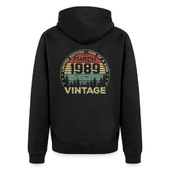 March 1989 - Best Birthday Gift March 1989 - Unisex Premium Organic Zip Hoodie - black - Back - Nico (187cm)