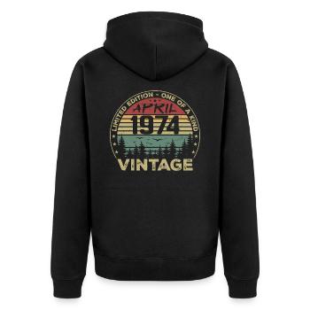 Cadeau Vintage Avril 1974 Anniversaire - Veste à capuche bio Premium Unisexe - noir - Dos - Nico (187cm)