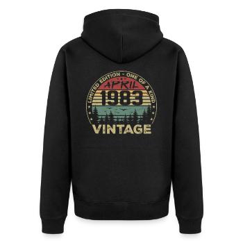 Cadeau Vintage Avril 1983 Anniversaire - Veste à capuche bio Premium Unisexe - noir - Dos - Nico (187cm)