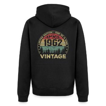 Cadeau Vintage Avril 1962 Anniversaire - Veste à capuche bio Premium Unisexe - noir - Dos - Nico (187cm)