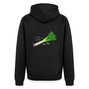 Schwaches Fitness Lauch - Unisex Premium Bio Zip Hoodie - Schwarz - Hinten - Nico (187cm)