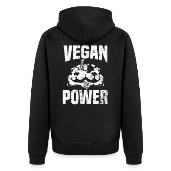 Vegan Power - Cadeau d'haltérophile athlète de force - Veste à capuche bio Premium Unisexe - noir - Dos - Nico (187cm)