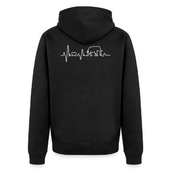 Herzschlag Elefant Liebe Afrika Safari Elefanten - Unisex Premium Bio Zip Hoodie - Schwarz - Hinten - Nico (187cm)