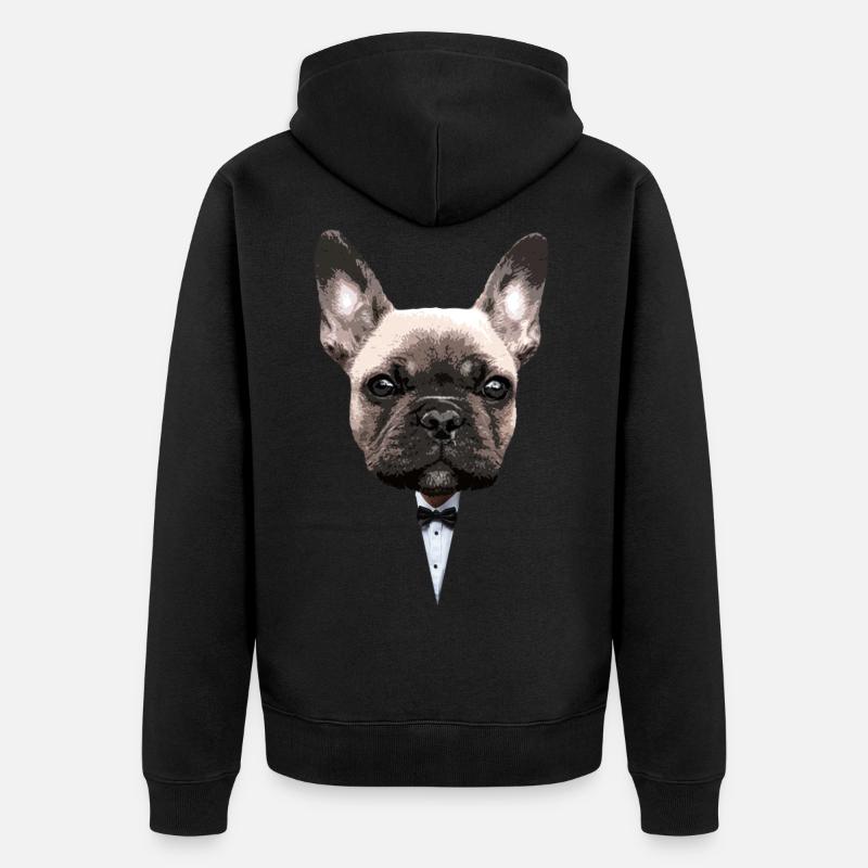 bouledog français animal chien mignon - Veste à capuche bio Premium Unisexe - noir