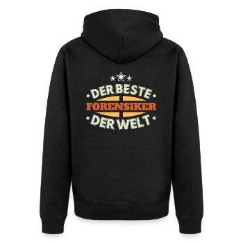 Der Beste Forensiker der Welt - Unisex Premium Bio Zip Hoodie - Schwarz - Hinten - Nico (187cm)