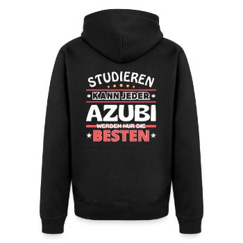 Nur die Besten werden Azubi - Unisex Premium Bio Zip Hoodie - Schwarz - Hinten - Nico (187cm)
