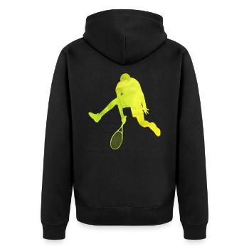 Tennisspieler Tennisschläger Tennisplatz Geschenk - Unisex Premium Bio Zip Hoodie - Schwarz - Hinten - Nico (187cm)