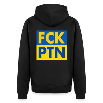 Fck ptn - Unisex Premium Organic Zip Hoodie - black - Back - Nico (187cm)