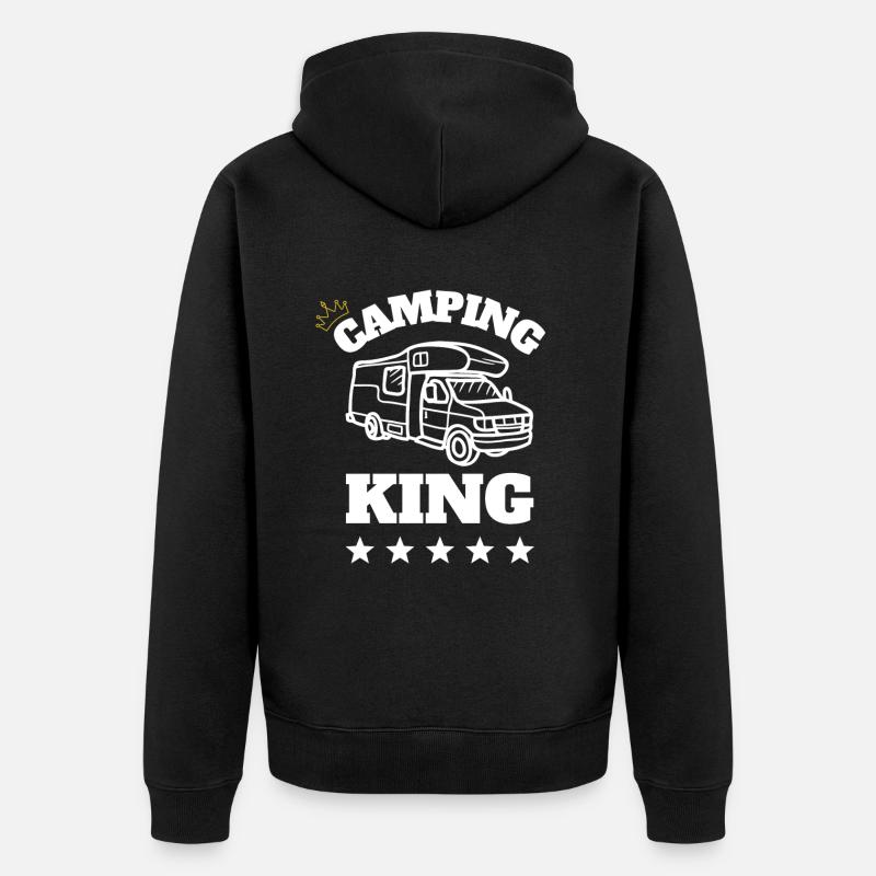 Camping King Geschenkidee - Unisex Premium Bio Zip Hoodie - Schwarz