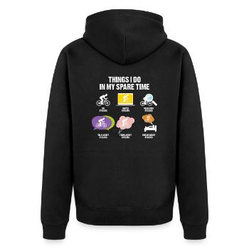 DINGE, DIE ICH IN MEINER FREIZEIT BEIM RADFAHREN MACHE - Unisex Premium Bio Zip Hoodie - Schwarz - Hinten - Nico (187cm)