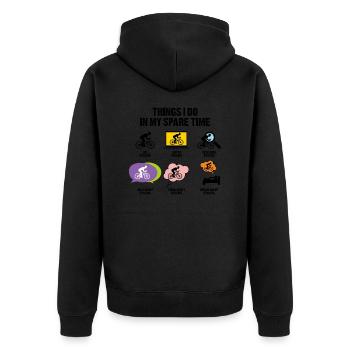 DINGE, DIE ICH IN MEINER FREIZEIT BEIM RADFAHREN MACHE - Unisex Premium Bio Zip Hoodie - Schwarz - Hinten - Nico (187cm)
