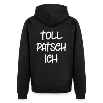 Tollpatsch Ich tollpatschig lustig tollpatschich - Unisex Premium Bio Zip Hoodie - Schwarz - Hinten - Nico (187cm)