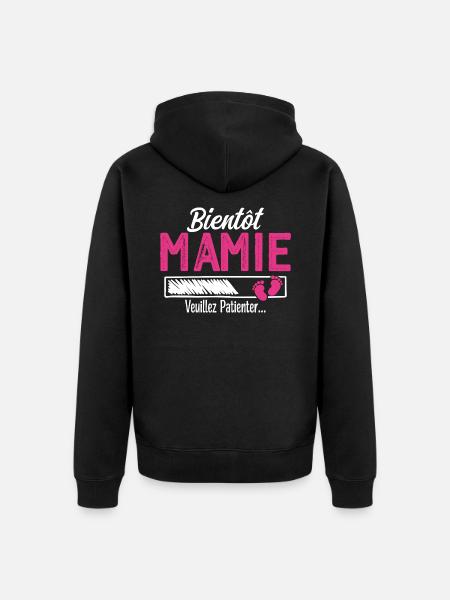 Bald Oma Zukünftige Großmutter - Unisex Premium Bio Zip Hoodie - Schwarz