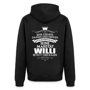 WILLI - Unisex Premium Bio Zip Hoodie - Schwarz - Hinten - Nico (187cm)