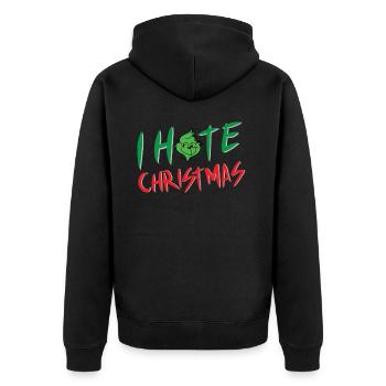 Ich Hasse Weihnachten Grün Spielverderber - Unisex Premium Bio Zip Hoodie - Schwarz - Hinten - Nico (187cm)