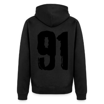 91 number jersey - Unisex Premium Organic Zip Hoodie - black - Back - Nico (187cm)