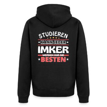 Nur die Besten werden Imker - Unisex Premium Bio Zip Hoodie - Schwarz - Hinten - Nico (187cm)