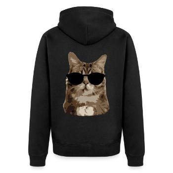 Katze Sonnebrille "OM" - Unisex Premium Bio Zip Hoodie - Schwarz - Hinten - Nico (187cm)