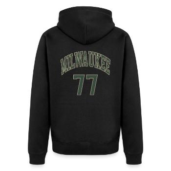 Milwaukee 77 - Unisex Premium Organic Zip Hoodie - black - Back - Nico (187cm)