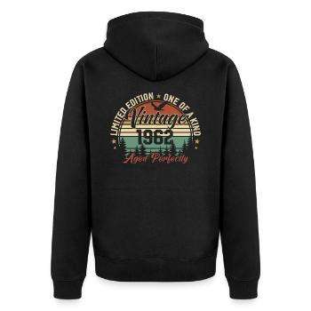 Vintage 1962 Rétro 1962 Cadeau D'anniversaire 1962 - Veste à capuche bio Premium Unisexe - noir - Dos - Nico (187cm)