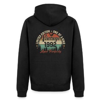 Vintage 1992 Retro 1992 Birthday Gift 1992 - Unisex Premium Organic Zip Hoodie - black - Back - Nico (187cm)