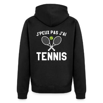 Ich kann kein Tennisgeschenk Tennisspieler haben - Unisex Premium Bio Zip Hoodie - Schwarz - Hinten - Nico (187cm)