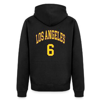 Los Angeles 6 - Unisex Premium Bio Zip Hoodie - Schwarz - Hinten - Nico (187cm)