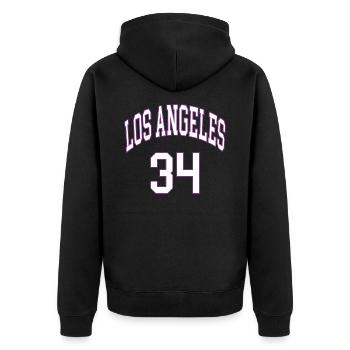 Los Angeles 34 - Unisex Premium Bio Zip Hoodie - Schwarz - Hinten - Nico (187cm)
