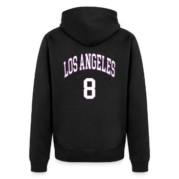 Los Angeles 8 - Unisex Premium Bio Zip Hoodie - Schwarz - Hinten - Nico (187cm)