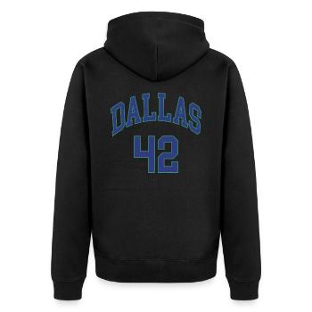 Dallas 42 - Veste à capuche bio Premium Unisexe - noir - Dos - Nico (187cm)