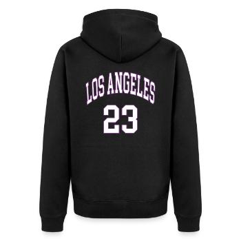 Los Angeles 23 - Unisex Premium Bio Zip Hoodie - Schwarz - Hinten - Nico (187cm)