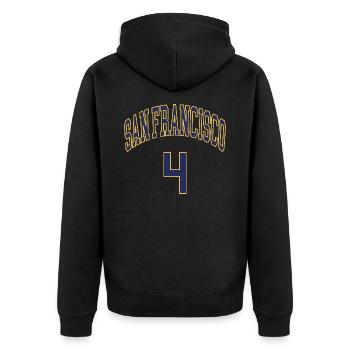 San Francisco 4 - Unisex Premium Bio Zip Hoodie - Schwarz - Hinten - Nico (187cm)