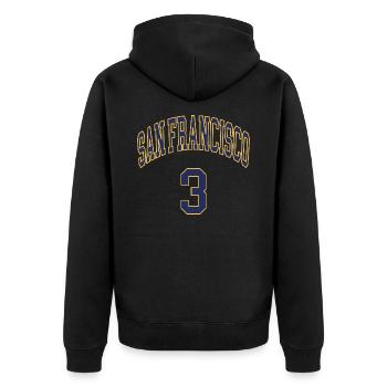 San Francisco 3 - Unisex Premium Bio Zip Hoodie - Schwarz - Hinten - Nico (187cm)