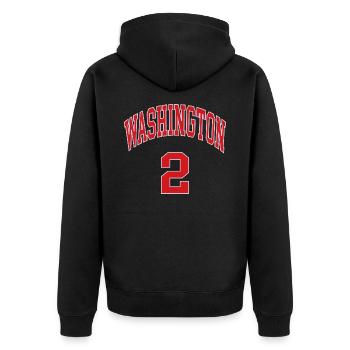 Washington 2 - Unisex Premium Bio Zip Hoodie - Schwarz - Hinten - Nico (187cm)