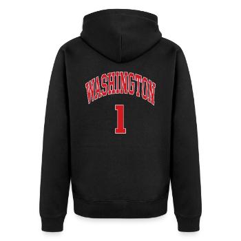 Washington 1 - Unisex Premium Bio Zip Hoodie - Schwarz - Hinten - Nico (187cm)