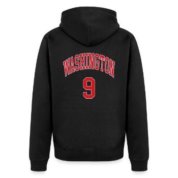 Washington 9 - Unisex Premium Bio Zip Hoodie - Schwarz - Hinten - Nico (187cm)