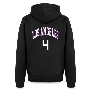 Los Angeles 4 - Unisex Premium Bio Zip Hoodie - Schwarz - Hinten - Nico (187cm)
